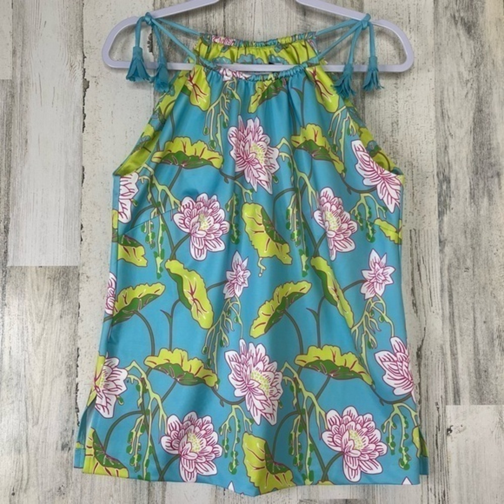 Gretchen Scott Designs Blue Floral Blouse